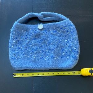 Beautiful Blue Wool Hobo Bag. One of a kind.